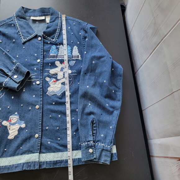 Vintage Dressbarn Denim Button-down Christmas/Holiday/Snowman Top Women’s XL - Picture 8 of 8